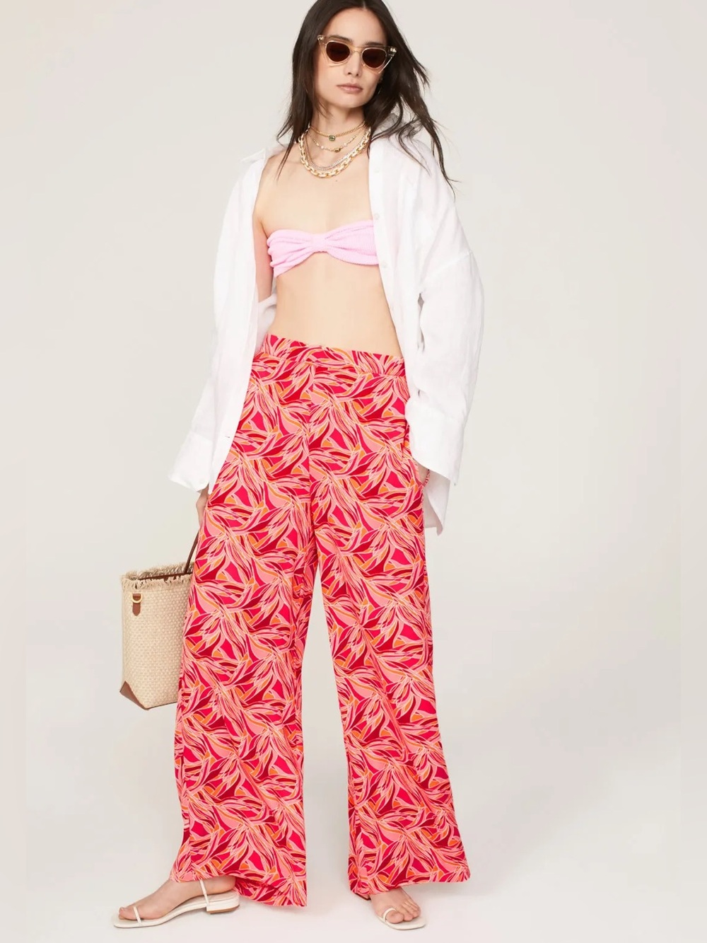 $250 msrp Ashley park x rtr Pink and Red floral trousers size 0